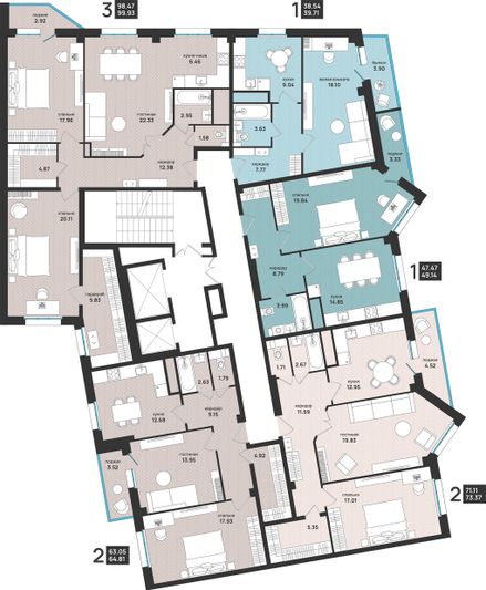 Продажа 2-комнатной квартиры 73,4 м², 3/13 этаж