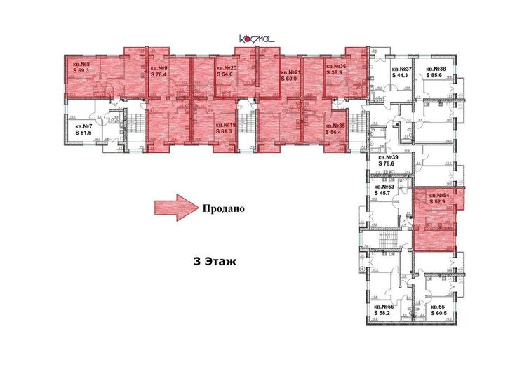 Продажа 3-комнатной квартиры 75 м², 4/4 этаж