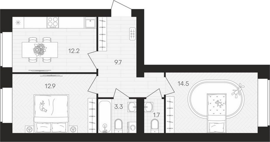 Продажа 2-комнатной квартиры 54,3 м², 5/10 этаж