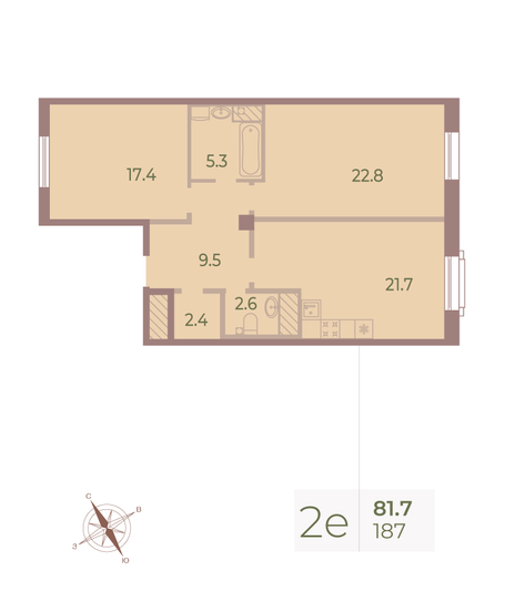 Продажа 2-комнатной квартиры 82,2 м², 9/9 этаж
