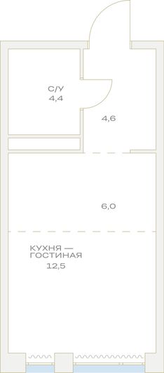 Продажа квартиры-студии 28 м², 3/23 этаж