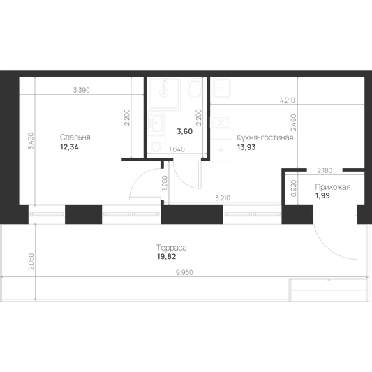 Продажа 2-комнатной квартиры 44,5 м², 1/29 этаж