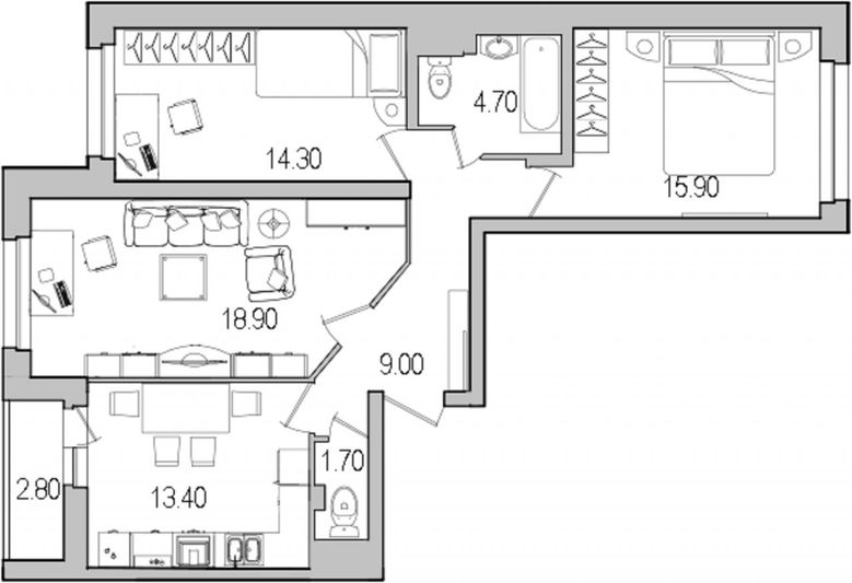 Продажа 3-комнатной квартиры 81,7 м², 2/25 этаж