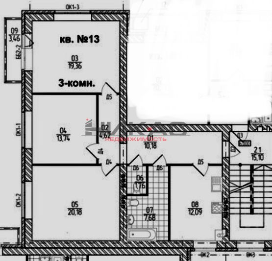 Продажа 3-комнатной квартиры 93,1 м², 3/4 этаж