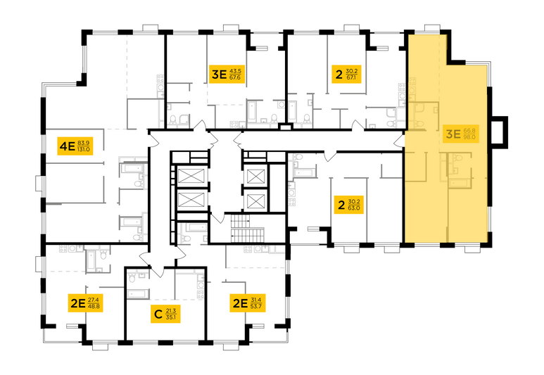 Продажа 3-комнатной квартиры 97,9 м², 27/27 этаж