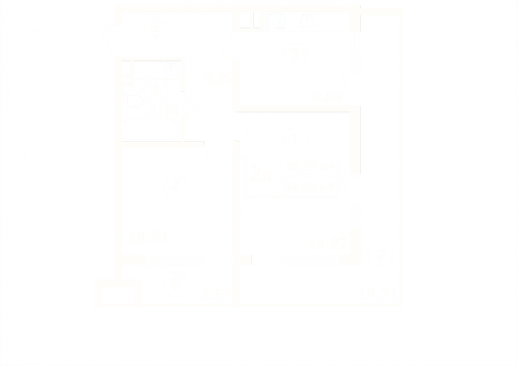 Продажа 2-комнатной квартиры 64,7 м², 1/5 этаж
