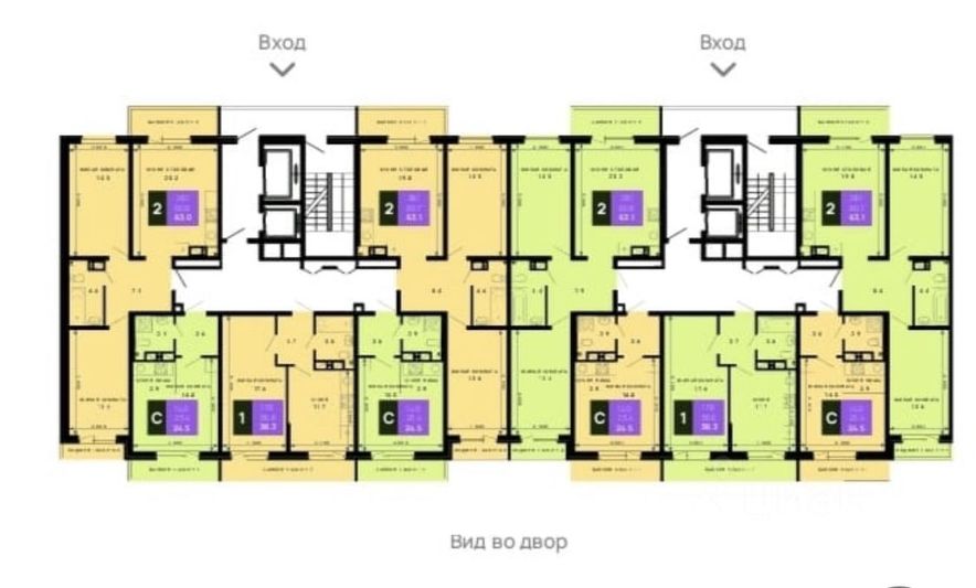 Продажа 2-комнатной квартиры 63,6 м², 7/16 этаж