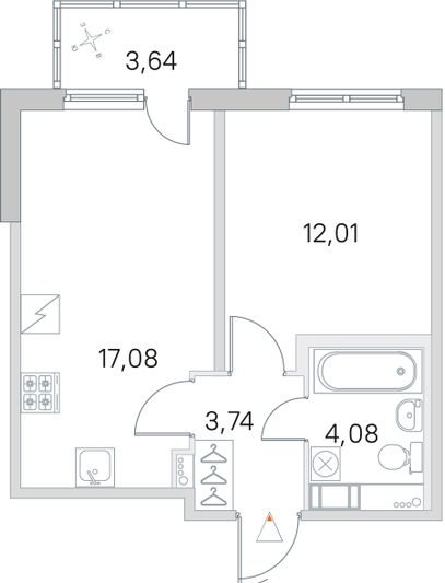 Продажа 1-комнатной квартиры 38 м², 5/5 этаж
