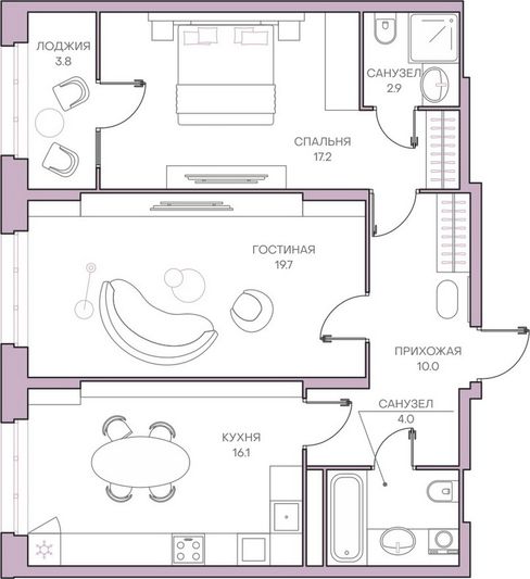 Продажа 2-комнатной квартиры 73,7 м², 10/18 этаж