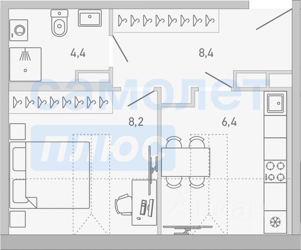 Продажа 1-комнатной квартиры 27,4 м², 6/6 этаж