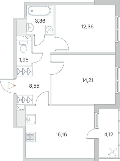 Продажа 2-комнатной квартиры 58,7 м², 7/8 этаж