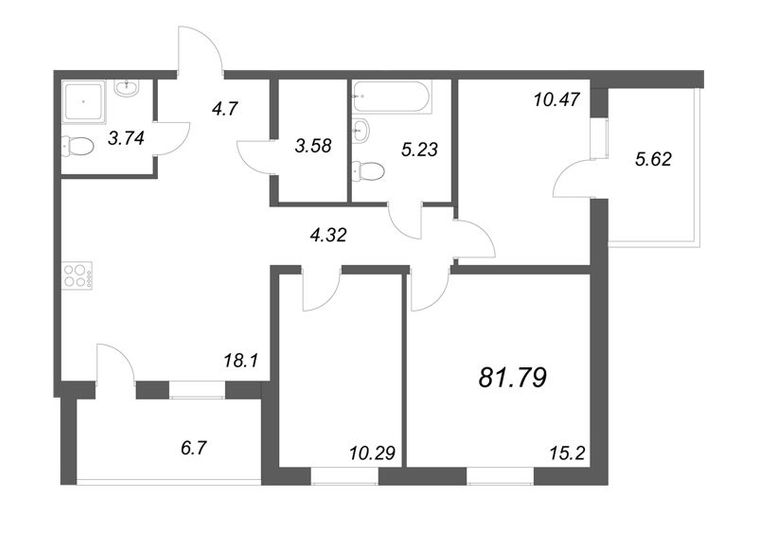 Продажа 4-комнатной квартиры 81,8 м², 1/5 этаж