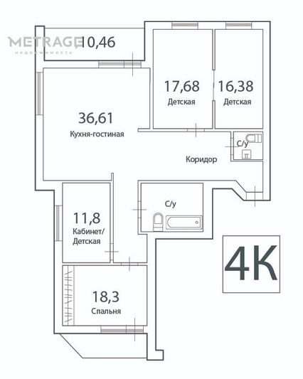 Продажа 4-комнатной квартиры 140 м², 9/21 этаж