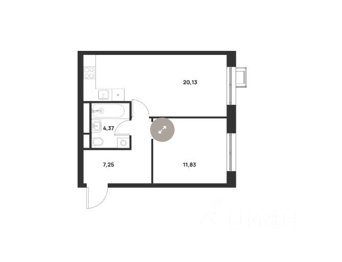 Продажа 2-комнатной квартиры 43,6 м², 2/29 этаж