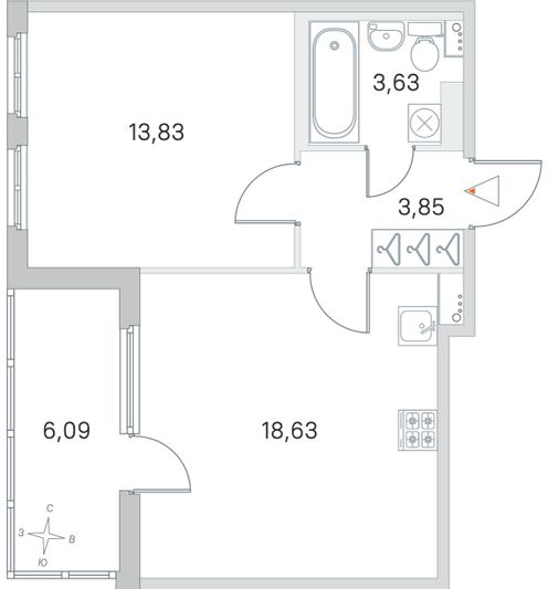 Продажа 1-комнатной квартиры 43 м², 4/4 этаж