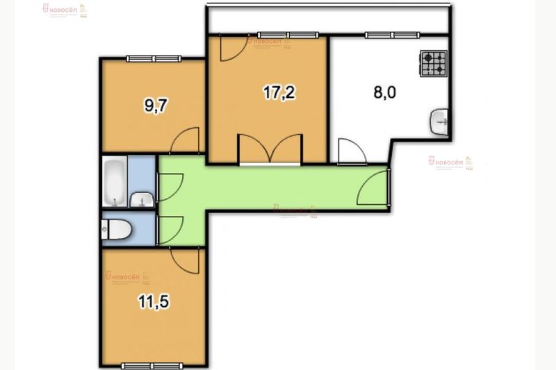 Продажа 3-комнатной квартиры 64 м², 1/14 этаж