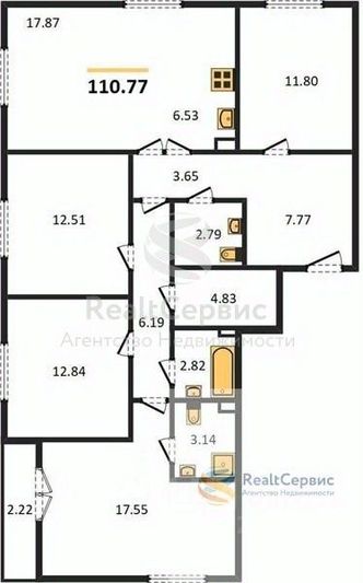 Продажа 4-комнатной квартиры 110,8 м², 8/14 этаж