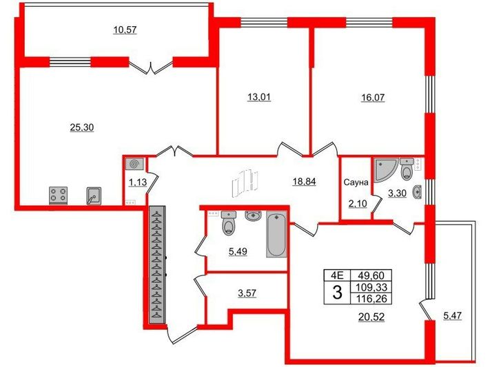 Продажа 3-комнатной квартиры 109,3 м², 2/5 этаж