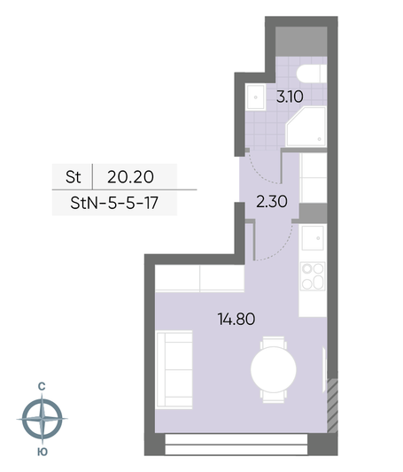 Продажа квартиры-студии 20,2 м², 5/30 этаж