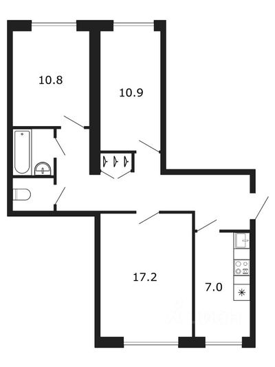 Продажа 3-комнатной квартиры 64,6 м², 1/7 этаж