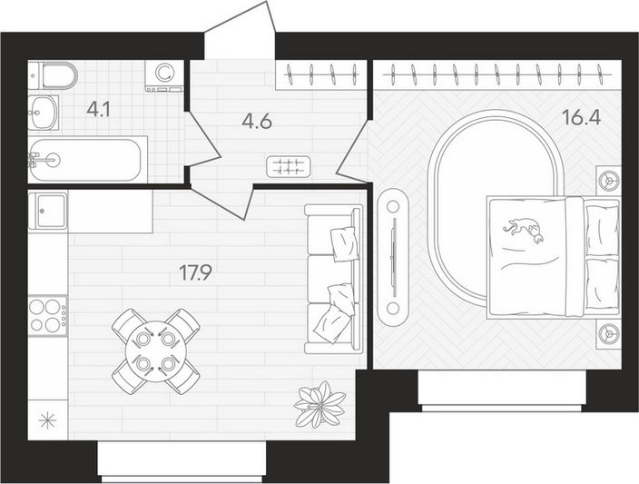 Продажа 1-комнатной квартиры 43 м², 2/10 этаж