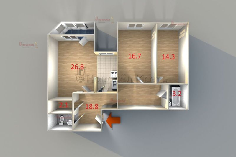 Продажа 3-комнатной квартиры 85 м², 3/16 этаж