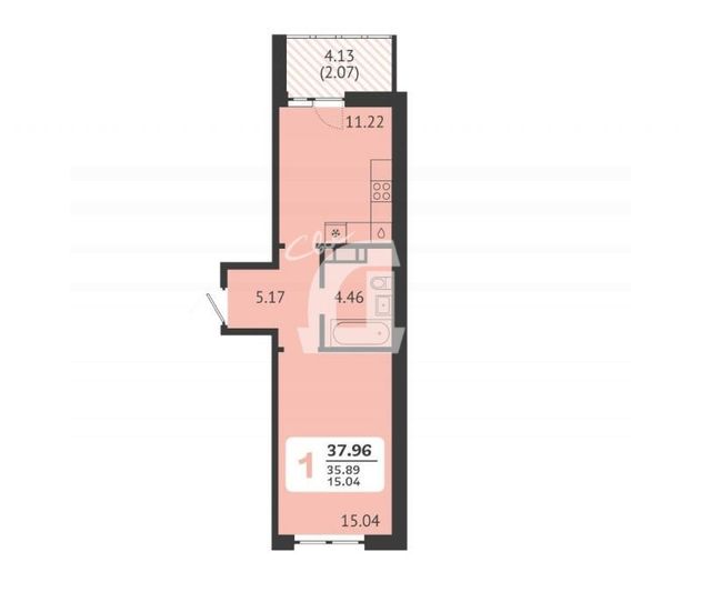 Продажа 1-комнатной квартиры 40 м², 8/8 этаж