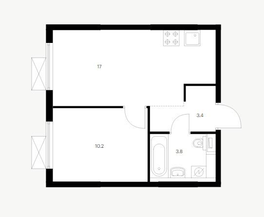 Продажа 1-комнатной квартиры 34,4 м², 13/24 этаж