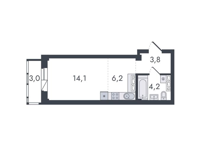 Продажа квартиры-студии 31,3 м², 14/16 этаж