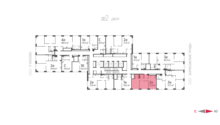 Продажа 2-комнатной квартиры 51,8 м², 44/52 этаж