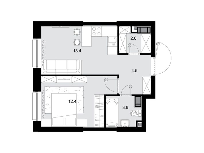 Продажа 1-комнатной квартиры 36,9 м², 14/28 этаж