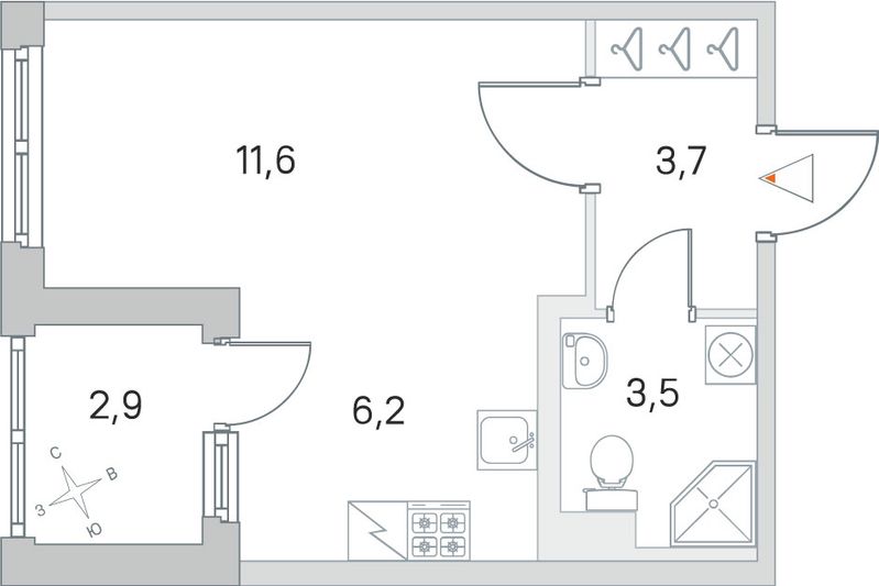 Продажа квартиры-студии 26,5 м², 1/5 этаж