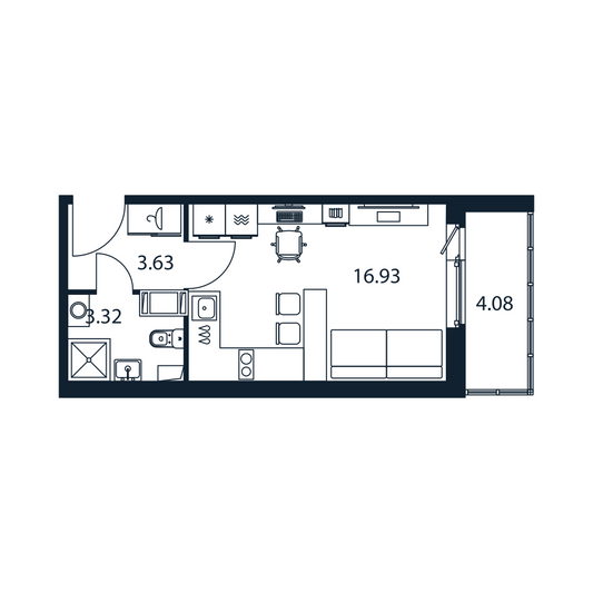 Продажа квартиры-студии 25,9 м², 4/12 этаж