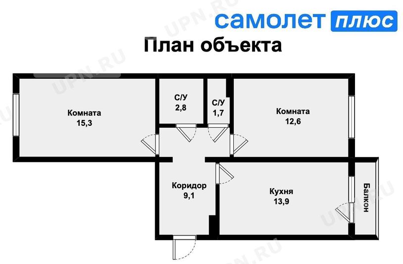 Продажа 2-комнатной квартиры 55 м², 1 этаж