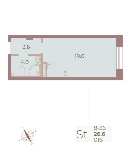 Продажа квартиры-студии 26,5 м², 3/9 этаж