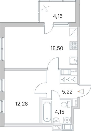 Продажа 1-комнатной квартиры 42,2 м², 4/5 этаж