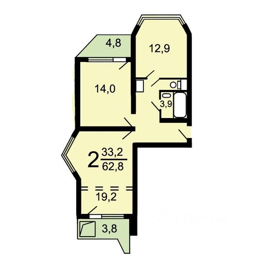 Продажа 2-комнатной квартиры 59,5 м², 4/17 этаж