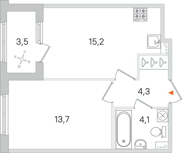 Продажа 1-комнатной квартиры 39 м², 1/4 этаж