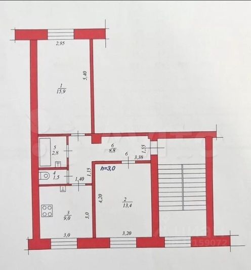 Продажа 2-комнатной квартиры 51,5 м², 2/3 этаж