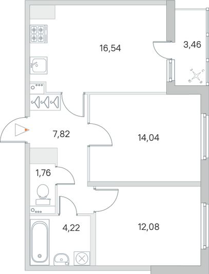 Продажа 2-комнатной квартиры 58,2 м², 2/8 этаж