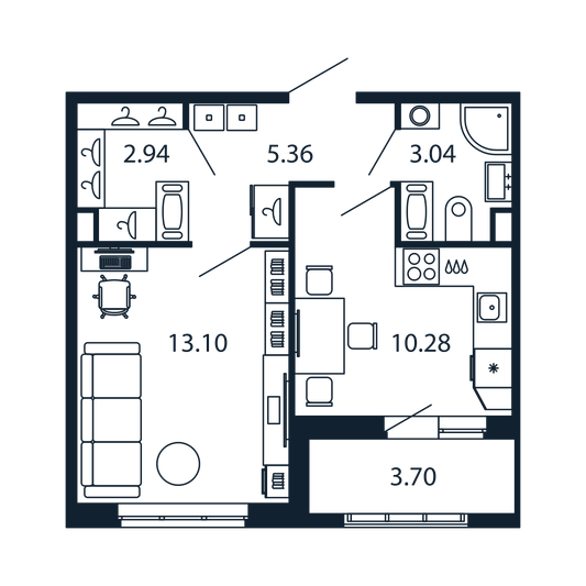 Продажа 1-комнатной квартиры 34,5 м², 12/13 этаж