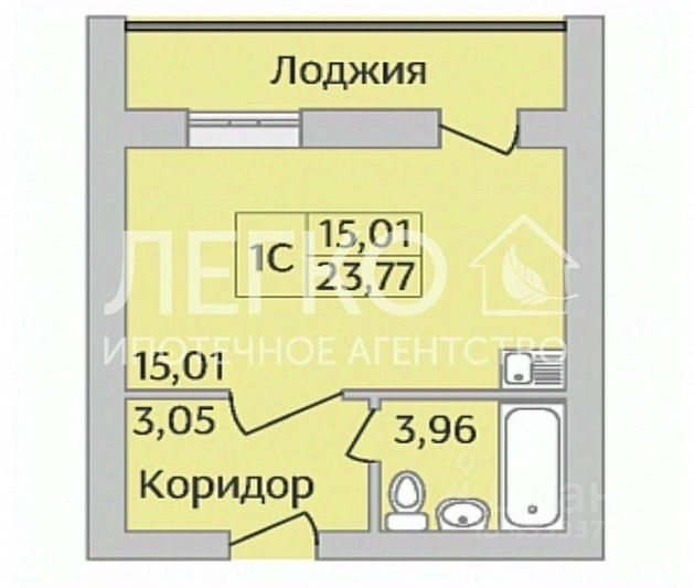 Продажа квартиры-студии 23,7 м², 2/12 этаж