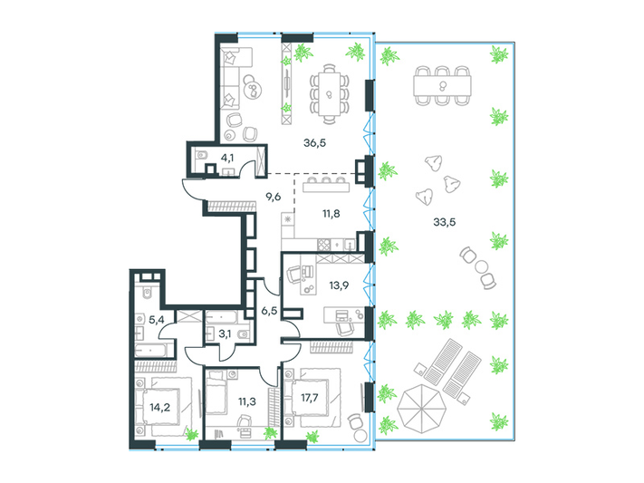 Продажа многокомнатной квартиры 161,4 м², 19/33 этаж