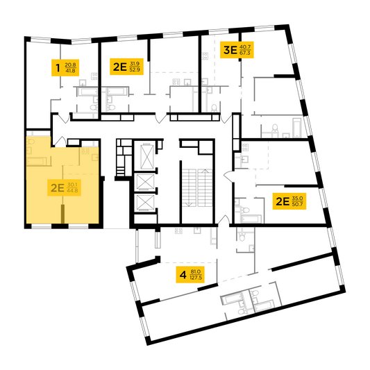Продажа 2-комнатной квартиры 44,8 м², 26/30 этаж