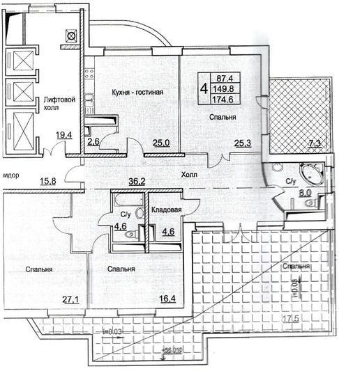 Продажа 4-комнатной квартиры 152 м², 15/15 этаж