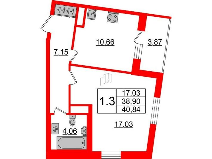 Продажа 1-комнатной квартиры 37,5 м², 3/5 этаж