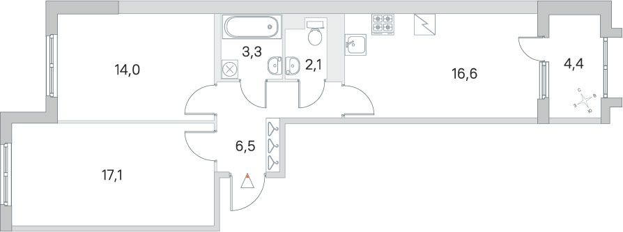 Продажа 2-комнатной квартиры 61,8 м², 2/5 этаж