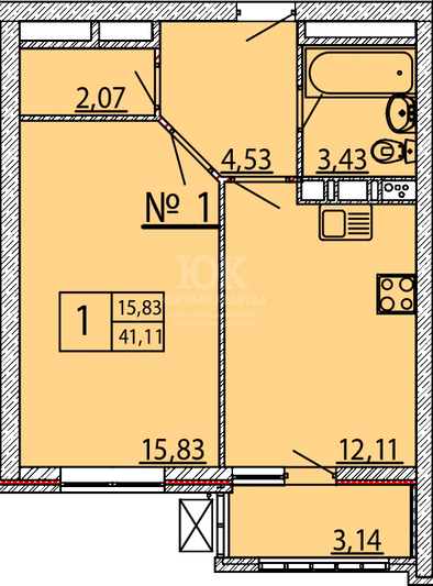 Продажа 1-комнатной квартиры 41 м², 10/19 этаж