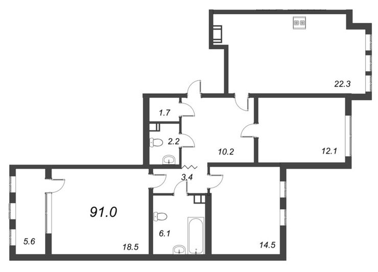 Продажа 4-комнатной квартиры 91 м², 4/6 этаж