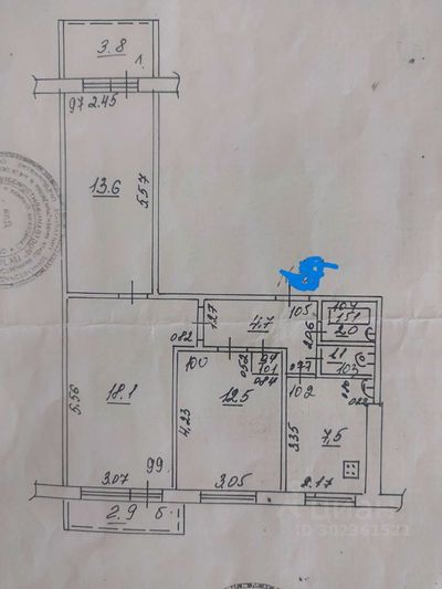 Продажа 3-комнатной квартиры 59,9 м², 4/9 этаж